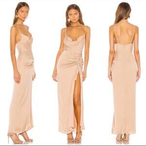Revolve NBD Davis maxi dress with side slit tan - XS